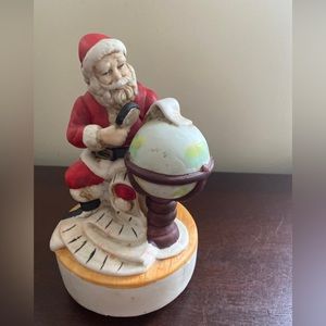 vintage christmas santa ceramic musical figurine